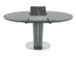 Mesa redonda estilo mármol gris 120-160cm con extensión y pata central Calvi