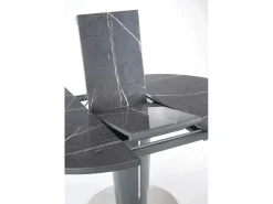 Mesa redonda estilo mármol gris 120-160cm con extensión y pata central Calvi