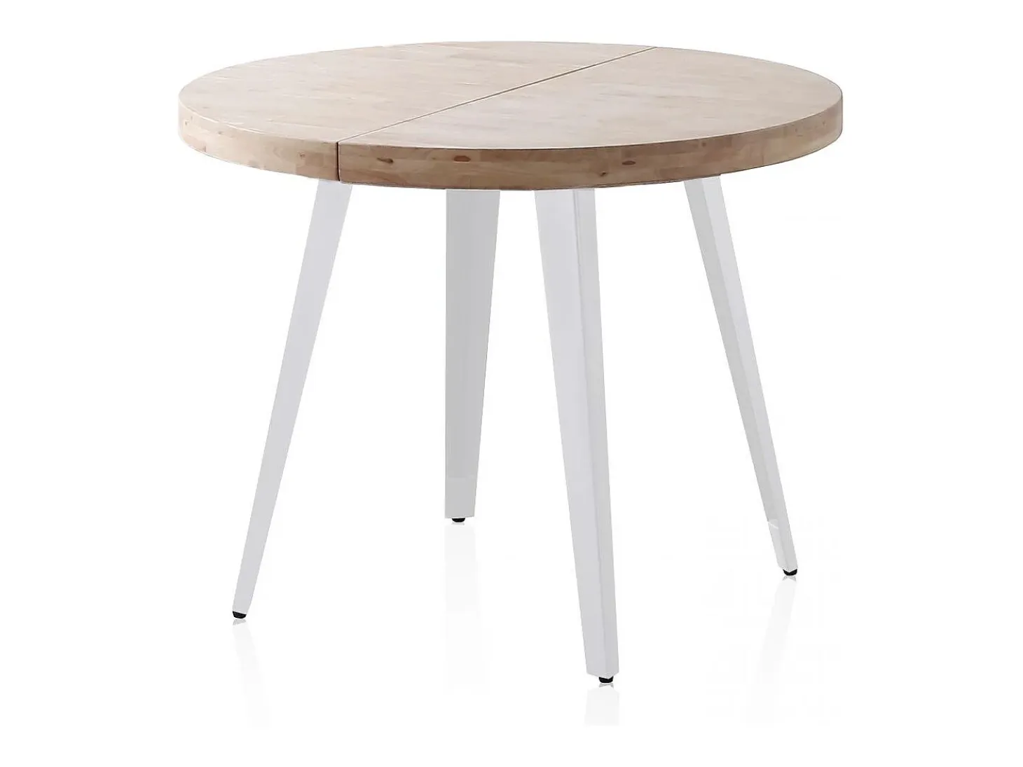 Mesa redonda extensible Berg 120 Blanco - Roble