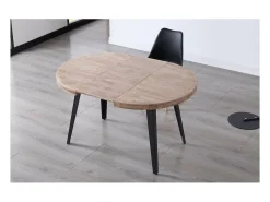 Mesa redonda extensible Berg roble honey patas negras 76 cm(alto) 100cm(ancho) 100-140-180