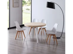 Mesa Redonda Extensible Bali Roble Nordish Blanco 76x100-180 cm