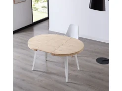 Mesa Redonda Extensible Bali Roble Nordish Blanco 76x100-180 cm
