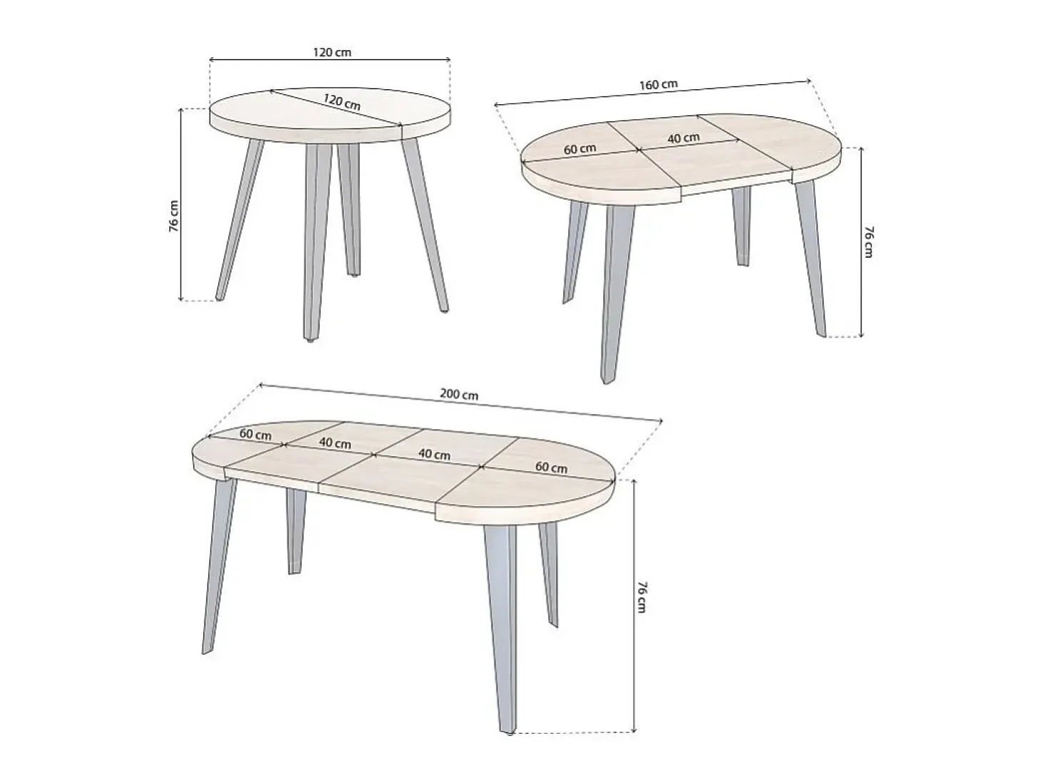 Mesa redonda extensible Berg 120 Negro - Roble