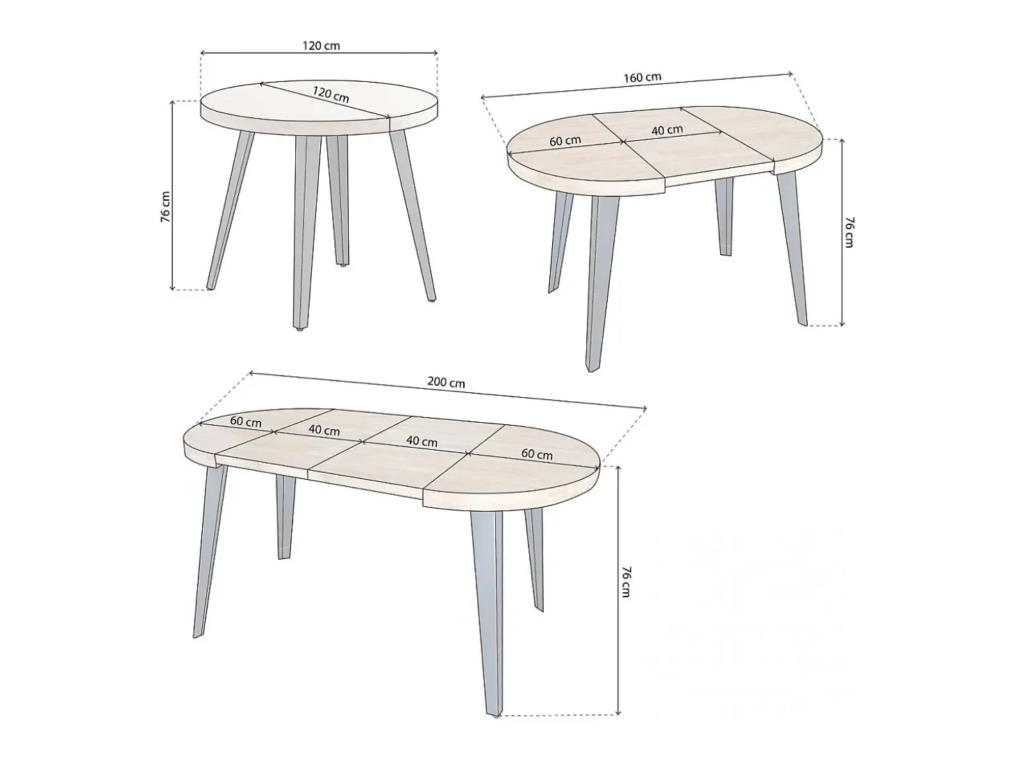 Mesa redonda extensible Berg 120 Negro - Roble