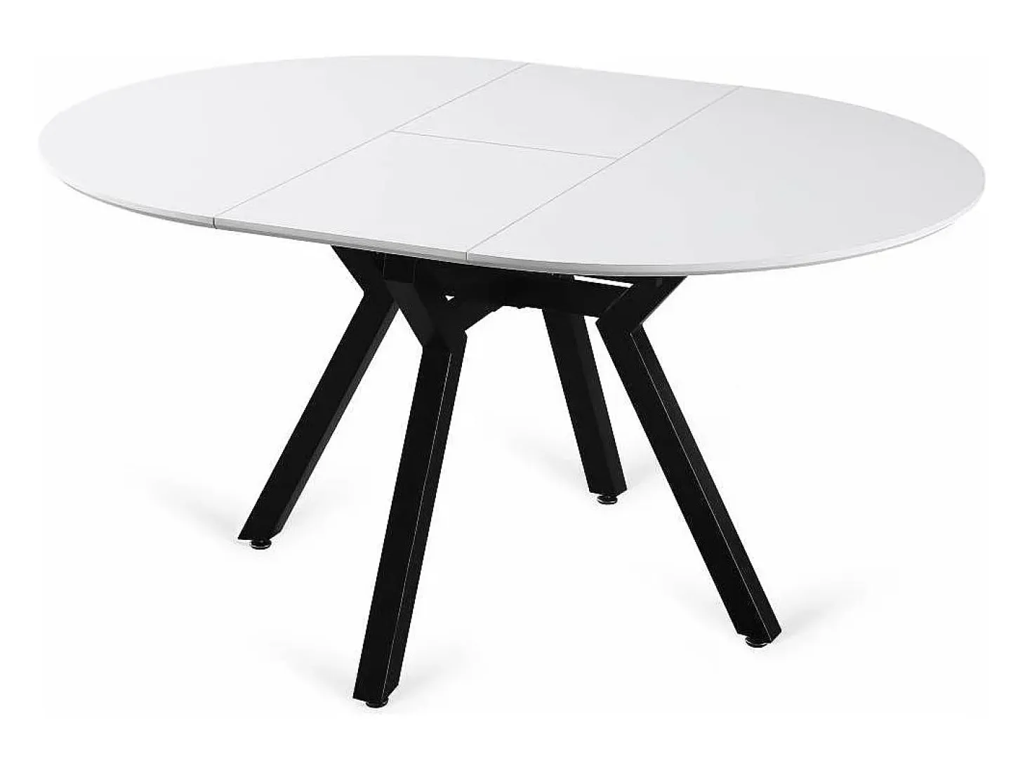 Mesa redonda extensible de comedor Coliseo acabado blanco, 75cm(alto) 110/150cm(ancho) 110