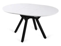 Mesa redonda extensible de comedor Coliseo acabado blanco, 75cm(alto) 110/150cm(ancho) 110