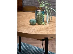 Mesa redonda extensible MDF chapado roble patas acero Ø100/300 cm