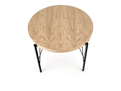 Mesa redonda extensible MDF chapado roble patas acero Ø100/300 cm