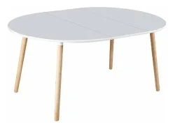 Mesa redonda extensible Md-Nordika-100 acabado blanco/haya 75 cm(alto)100/140/180 cm(ancho