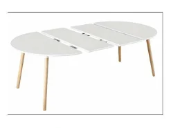 Mesa redonda extensible Md-Nordika-100 acabado blanco/haya 75 cm(alto)100/140/180 cm(ancho