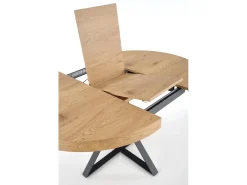 Mesa redonda extensible MDF roble patas acero negro Ø120/160 cm