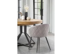 Mesa redonda extensible MDF roble patas acero negro Ø120/160 cm