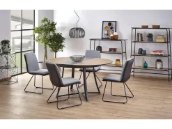 Mesa redonda extensible roble patas acero negro Ø118/148 cm