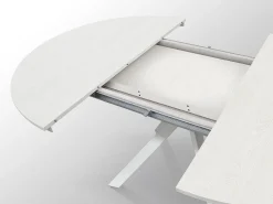 Mesa redonda fresno blanco, patas metal blanco 120-170cm - PANTELLERIA