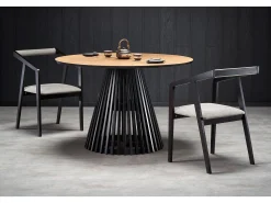 Mesa redonda MDF chapado roble pata negra Ø120 cm