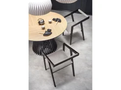 Mesa redonda MDF chapado roble pata negra Ø120 cm