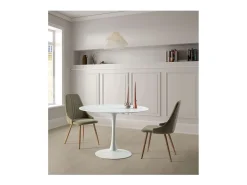 Mesa redonda modelo Adela acabado blanco, 75cm(alto) 110cm(ancho) 110cm(largo)