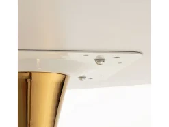 Mesa redonda moderna de madera blanca y pie de metal dorado Tulipa 80 cm