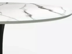 Mesa redonda moderna efecto mármol blanco y negro Tulipa 80 cm