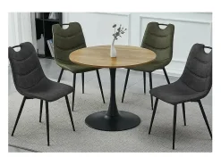 Mesa redonda negra y madera 90cm Stab