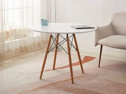 Mesa Redonda Nordica 100cm. Comedor o Cocina Blanco