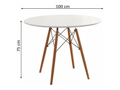 Mesa Redonda Nordica 100cm. Comedor o Cocina Blanco