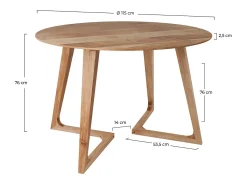 Mesa redonda para 4 personas en madera de acacia 115 cm - Iguana