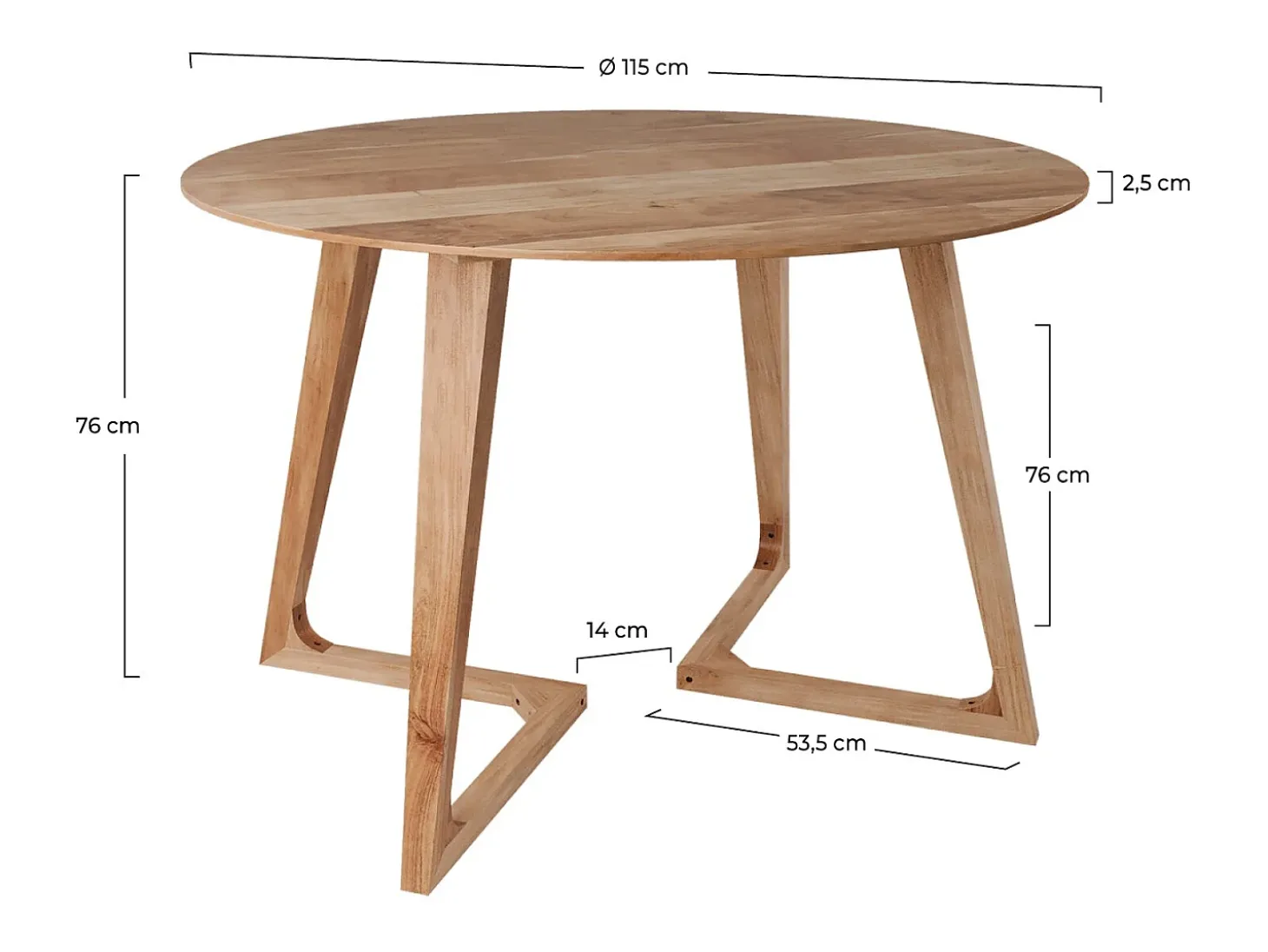 Mesa redonda para 4 personas en madera de acacia 115 cm - Iguana