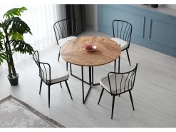Mesa redonda plegable SINOLA 100 cm – Practicidad y diseño compacto-Natural