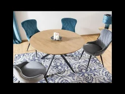Mesa redonda roble y metal negro 120cm Tezor