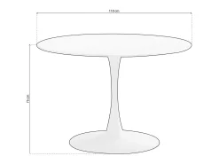 Mesa Redonda Salón Melamina Metal 110x75 cm - Blanco