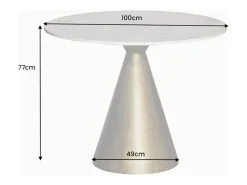 Mesa redonda SOLEA – Mármol blanco y pie dorado – Elegante y moderna