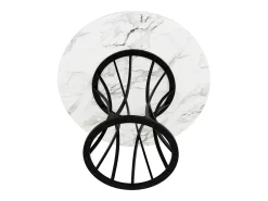Mesa redonda 80x80x76 cm - Estructura de metal - acabado con diseño de mármol - Para 2 a 6 personas - Blanco y Negro