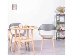 Mesa retro redonda estilo vintage en madera de fresno natural (80cm) - Oldhouse - Fresno Natural