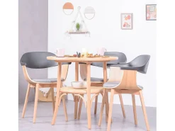 Mesa retro redonda estilo vintage en madera de fresno natural (80cm) - Oldhouse - Fresno Natural
