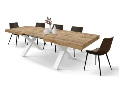 Mesa rústica de madera efecto roble, ext.180x90-260x90cm - AMALFI