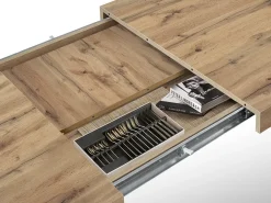 Mesa rústica de madera efecto roble, ext.180x90-260x90cm - AMALFI