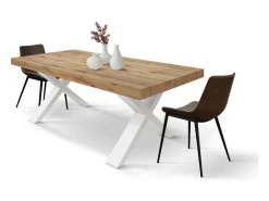 Mesa rústica de madera efecto roble, ext.180x90-260x90cm - AMALFI