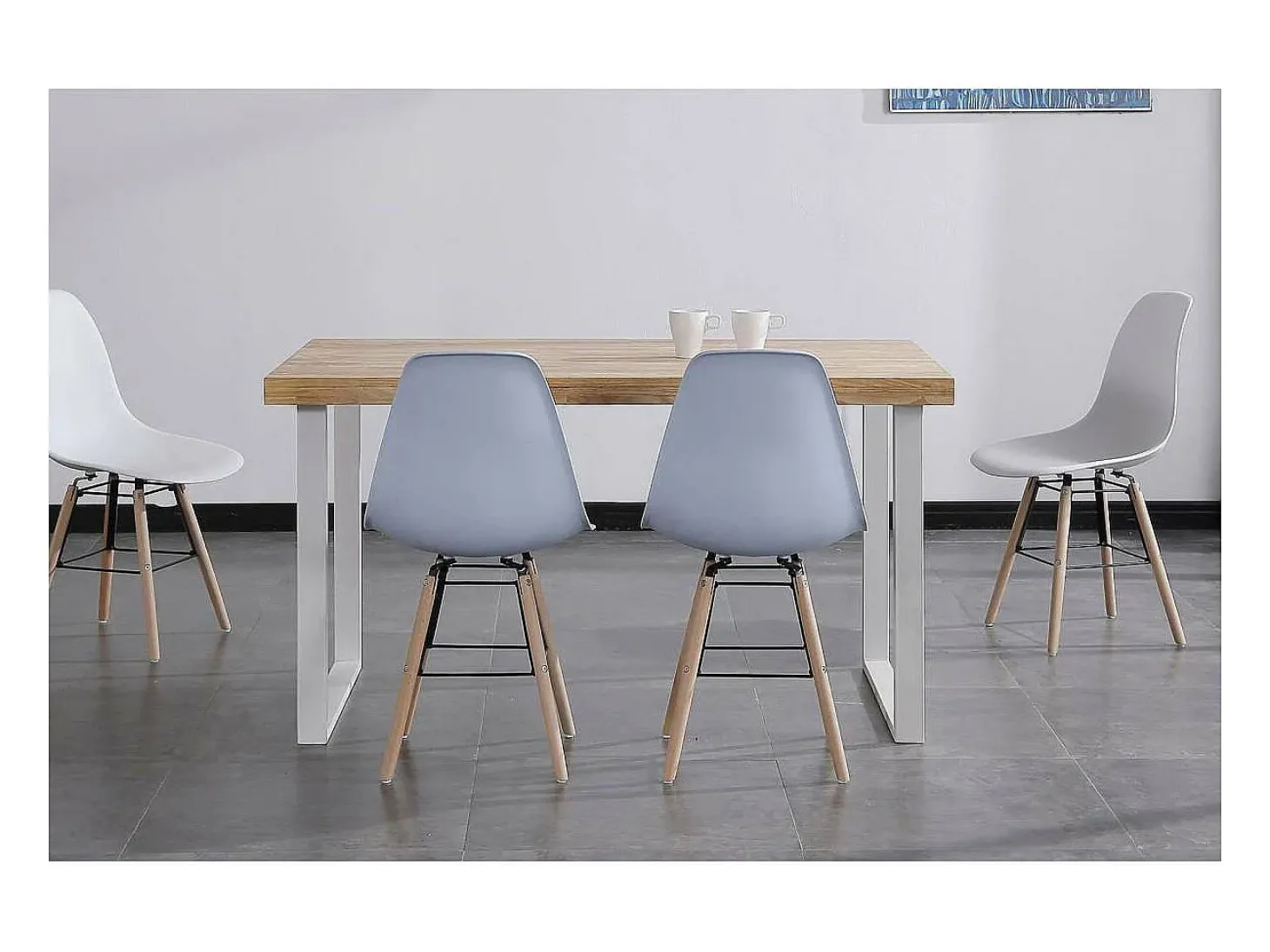 Mesa salón fija natural roble nordish estructura blanca 140 cm(ancho) 80 cm(largo) 76,5 c