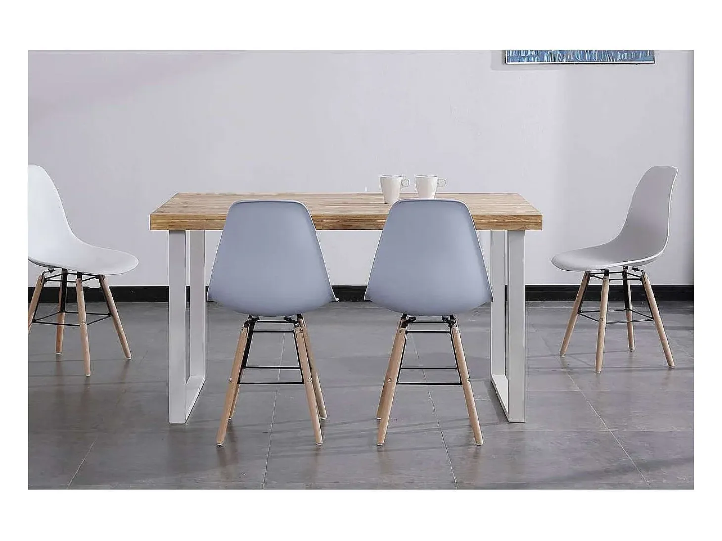 Mesa salón fija natural roble nordish estructura blanca 140 cm(ancho) 80 cm(largo) 76,5 c