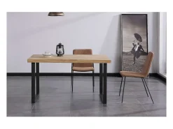 Mesa salón fija Natural roble nordish estructura negra 140 cm(ancho)80 cm(largo) 76,5 cm(