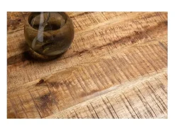 Mesa SOLARA 160 cm – Tablero de madera de mango barnizado y estructura de metal negro – Diseño industrial y encanto único