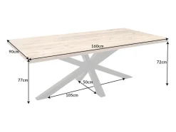 Mesa SOLARA 160 cm – Tablero de madera de mango barnizado y estructura de metal negro – Diseño industrial y encanto único