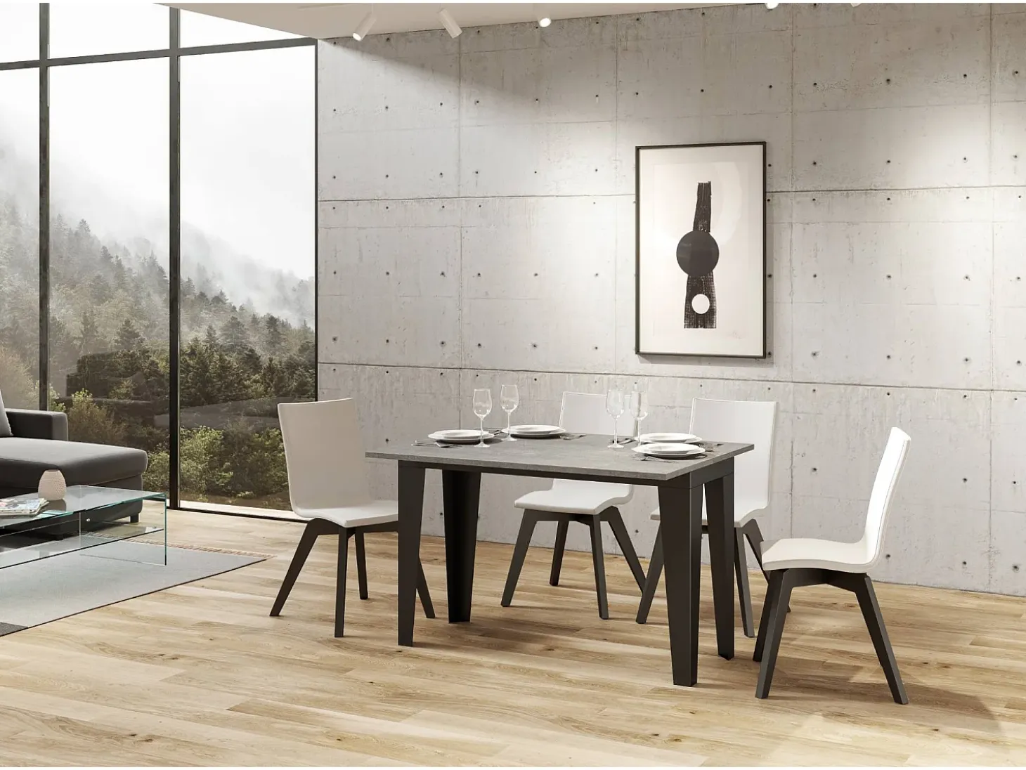 Mesa tipo libro 120x45/90 cm Flame Double Cemento estructura Antracita