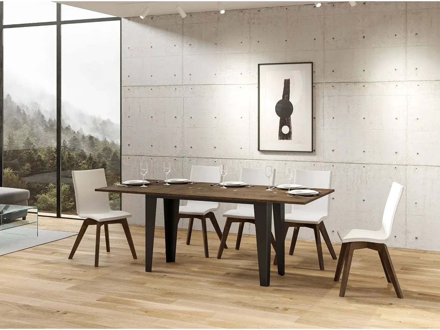 Mesa tipo libro 120/200x45/90 cm Flame Double Nogal estructura Antracita
