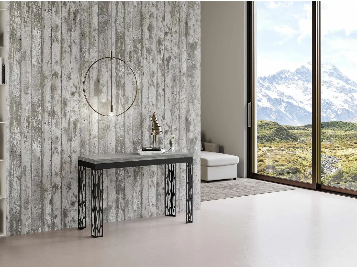 Mesa tipo libro 120x45/90 cm Ghibli Double Cemento estructura Antracita