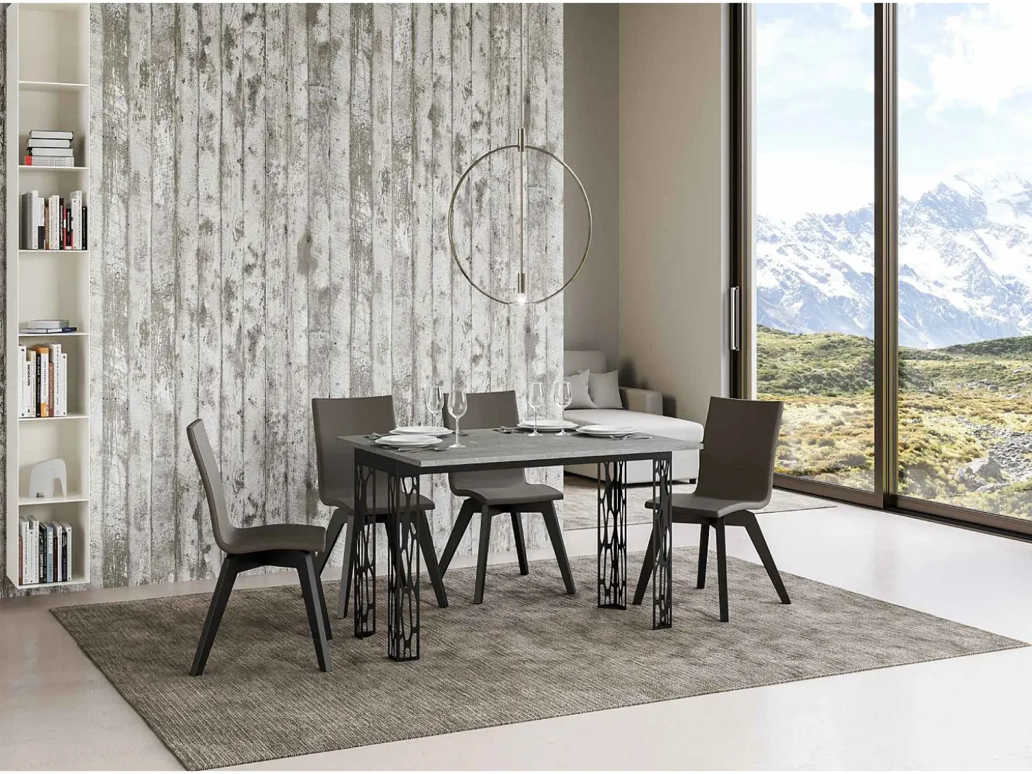 Mesa tipo libro 120x45/90 cm Ghibli Double Cemento estructura Antracita