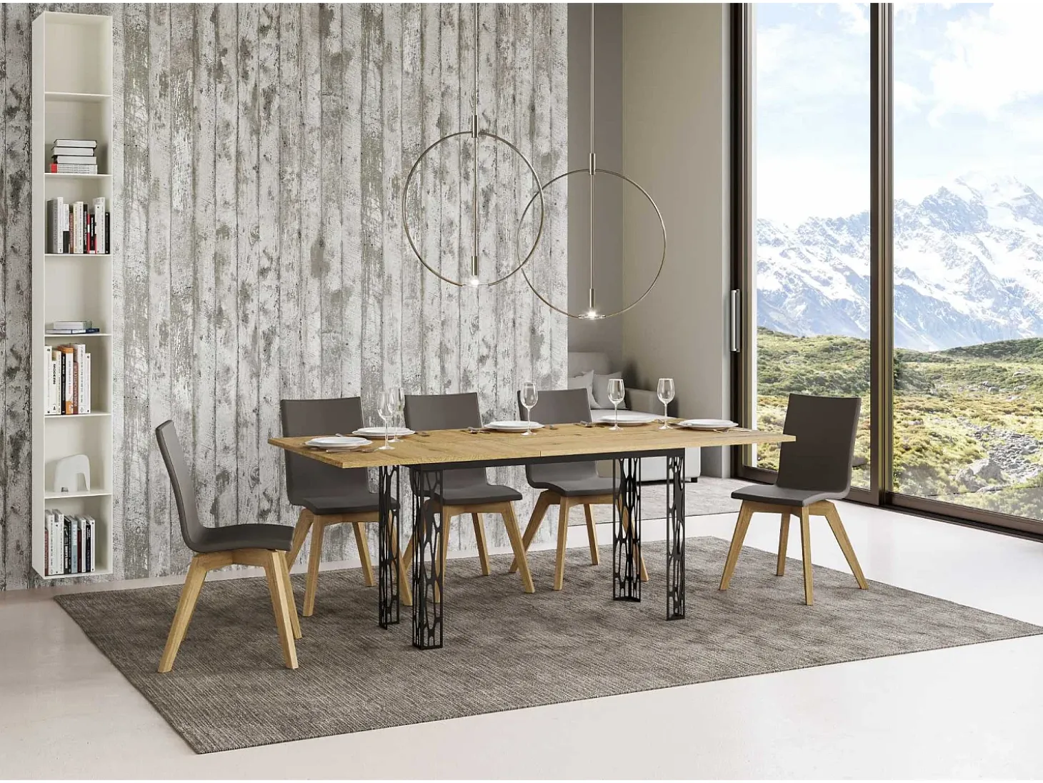 Mesa tipo libro 120/200x45/90 cm Ghibli Double Roble Natural estructura Antracita