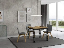Mesa tipo libro 90x90/180 cm Ghibli Libra Roble Natural estructura Antracita