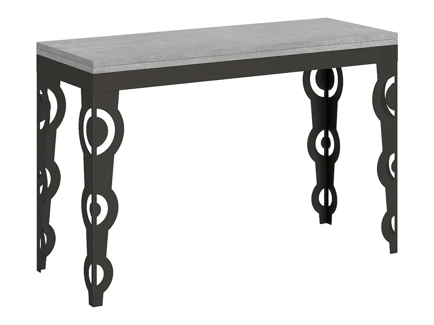 Mesa tipo libro 120/200x45/90 cm Karamay Double Cemento estructura Antracita